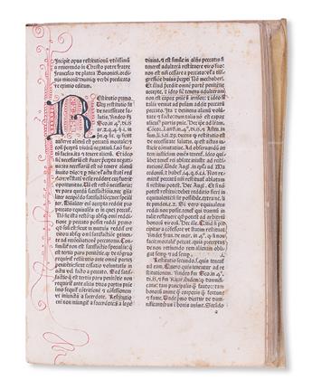 INCUNABULA  FRANCISCUS DE PLATEA. Opus restitutionum, usurarum, excommunicationum.  1477